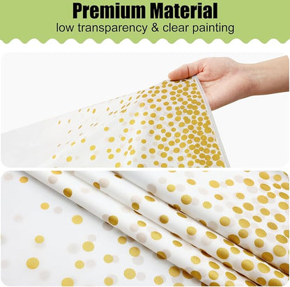 Smiry Disposable Table Cloth - 6 Pack, 54 x 72 Inch Waterproof Rectangle Tablecloths for New Years, Decorative Plastic Table Cover, Leakproof & Sturdy, White & Gold