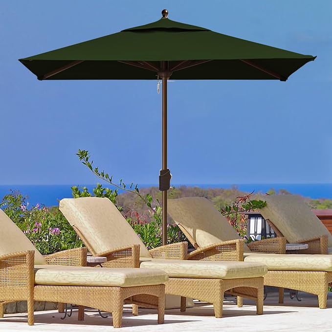 EliteShade USA 10-Year-Non-Fading 6x6Ft Square Market Patio Umbrella, UPF 50+ UV Protection Performance Sun Umbrella, Heavy Duty Commercial Grade Outdoor Table Umbrella with Crank, Windproof Vented Top for Garden, Pool, Deck and Outdoor Playsets, Fern