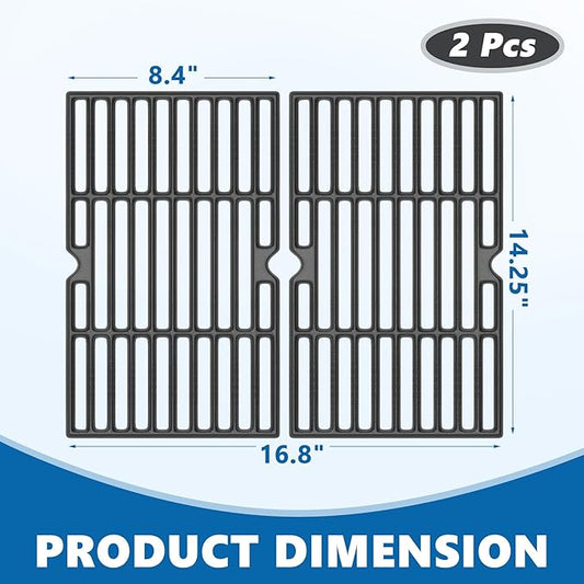 14 3/16" Grill Grates for Char-Griller 1624 1515 1224 1616 Charcoal Replacement Parts, Chargriller 22424 E1515 72424 Replacement Grates, Cast Iron Chargriller Grill Parts 2-Pack