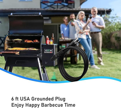 Power Cord Replacement for D2 Traeger Wood Pellet Grill Pro 575/780, Ironwood 650/885, Timberline 850/1300 Wood Pellet Grill Smokers,120V,6 Feet