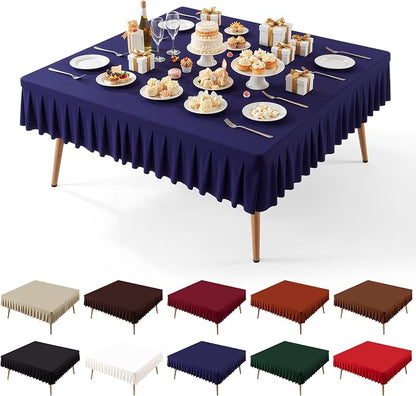 PARTISKY Navy Blue Spandex Square Tablecloths 60x60 Inch, Wrinkle Free Fitted Card Table Cloth Stretch Square Table Cover for Kitchen Dinner, Holiday Party, Wedding Banquet, Display Trade Show