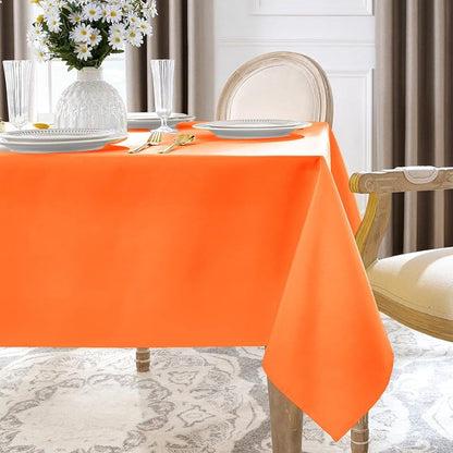 Softalker Rectangle Tablecloth, Waterproof Table Cloths Wrinkle Free Fabric Washable Polyester Table Cover for Dining Tables Party Outdoor Camping Parties Buffet Wedding - 90 x 156 inch,Orange