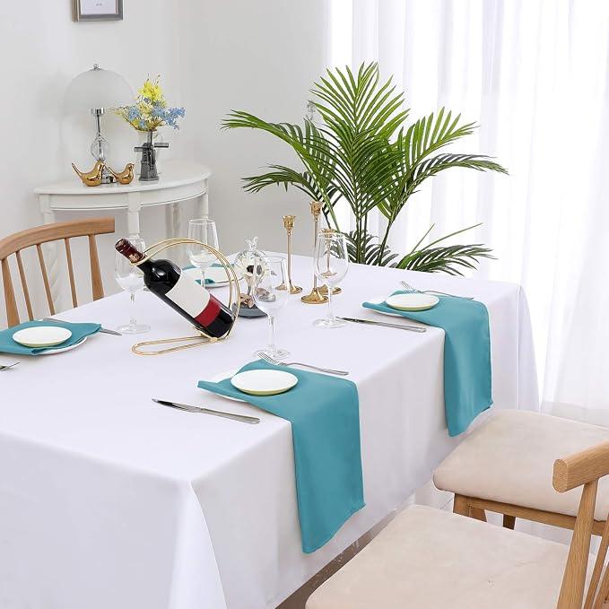 H.VERSAILTEX Cloth Napkins Set of 12 (18" X 18") Linen Textured Dinner Napkins Waterproof Extra Soft Thick Durable Reusable Napkins with Hemmed Edges for Dinners, Weddings and Everyday Use, Teal