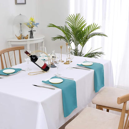 H.VERSAILTEX Cloth Napkins Set of 12 (18" X 18") Linen Textured Dinner Napkins Waterproof Extra Soft Thick Durable Reusable Napkins with Hemmed Edges for Dinners, Weddings and Everyday Use, Teal