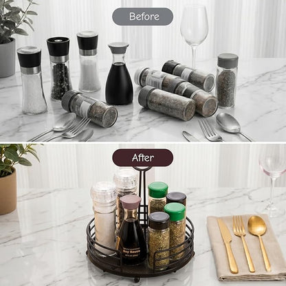 ZOOFOX 2 Pack Metal Condiment Caddy, Tabletop Spice Organizer for Kitchen Pantry, Patio Tables, Countertop, Picnics, Dining Table, BBQ