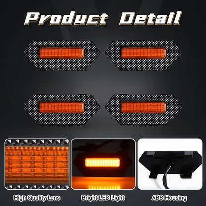 Amber LED Grille Lights for Tacoma TRD Pro/Trailhunter 2024 2025, 4Pcs Front Grill Light Kit with Wire Harness and Fuse