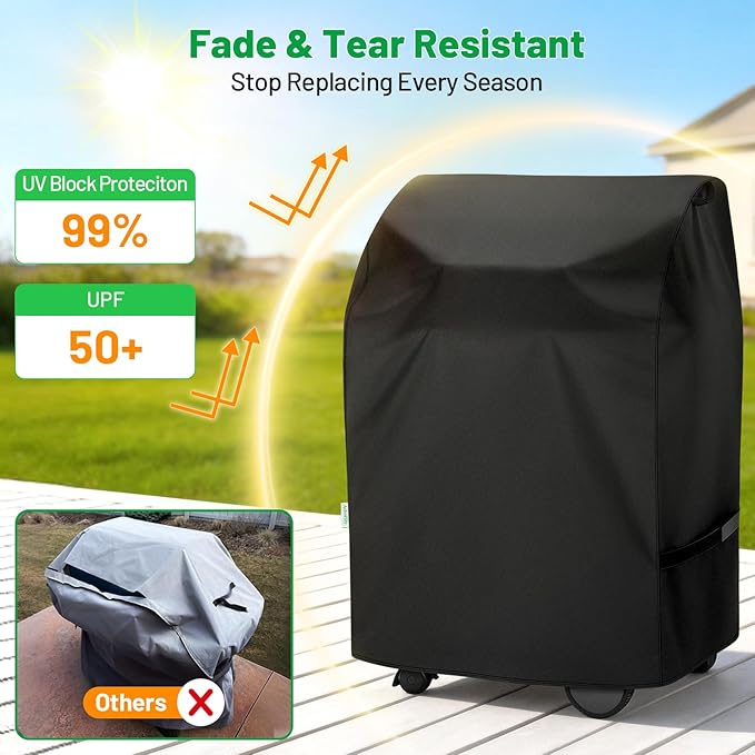 32 Inch Grill Cover, Heavy Duty BBQ Gas Grill Cover for Outdoor, All Weather Waterproof UV Protection, Fits 2 Burner Grills with Folded Shelves, Fits Weber, Nexgrill, Char-Broil
