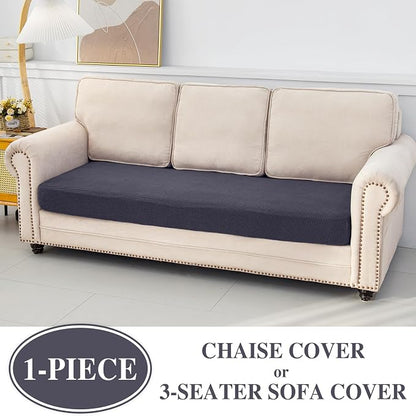 LA MEACK Chaise Couch Cushion Cover Washable Separate Seat Stretch Sectional Sofa Slipcover (1 Piece for Chaise or Sofa 3-Seater, Dark Grey)