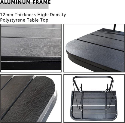 Balcony Railing Table Hanging Folding Deck Railing Table Outdoor Balcony Bar Tables for Railings Hanging Patio Adjustable Aluminium 23.6"(L) x 15.7"(W) All Weather Black