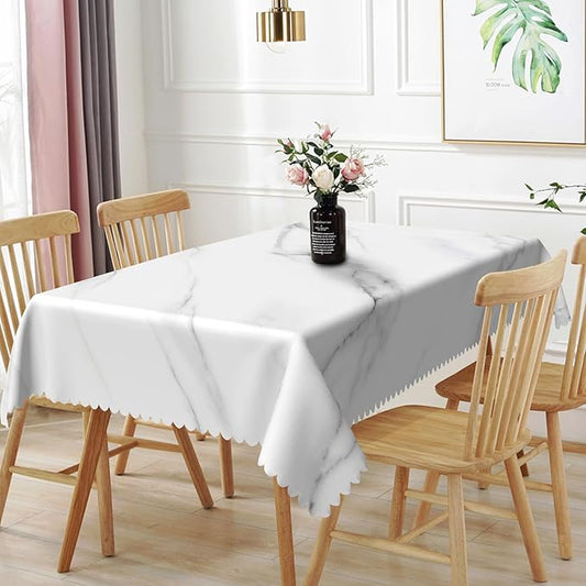 54x78inches Marble Rectangle Tablecloth Abstract Modern Grey and White Marble Texture Table Cloth Waterproof Polyester Table Cover for Dining Room Kitchen Home Decor Cafe Restaurant