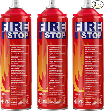 AmzBoom 3-Pack Fire Extinguisher for Home, Kitchen, Car, Boat - ABCK Class Extinguisher with Mounting Bracket - Compact & Portable for Emergency Use.