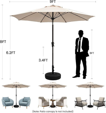 Ayge 9FT Large Outdoor Patio Umbrella Market Table Umbrella-UV Resistant, Easy Push Button Tilt and Crank, 8 Sturdy Fiberglass Ribs Heavy-Duty Pool Umbrella for Deck, Backyard,Garden,White