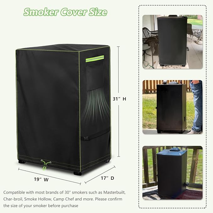 30-Inch Electric Vertical Smoker Cover for Masterbuilt,Outdoor Heavy Duty 600D Waterproof Digital 30-Inch Electric Smoker Cover Model MB20071117,19" W x 17" D x 31" H