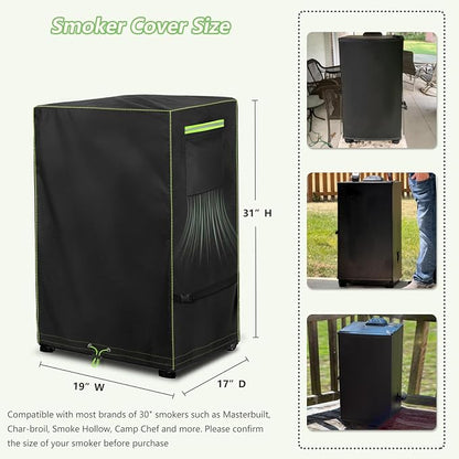 30-Inch Electric Vertical Smoker Cover for Masterbuilt,Outdoor Heavy Duty 600D Waterproof Digital 30-Inch Electric Smoker Cover Model MB20071117,19" W x 17" D x 31" H
