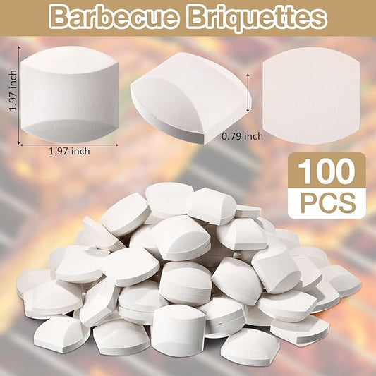 Baquler 100 Pcs Ceramic Briquettes for Gas Grill, Ceramic Briquettes Grill Bricks Replacement for Lava Rocks, Barbecue Briquettes Gas Grill Briquettes for BBQ Gas Grill