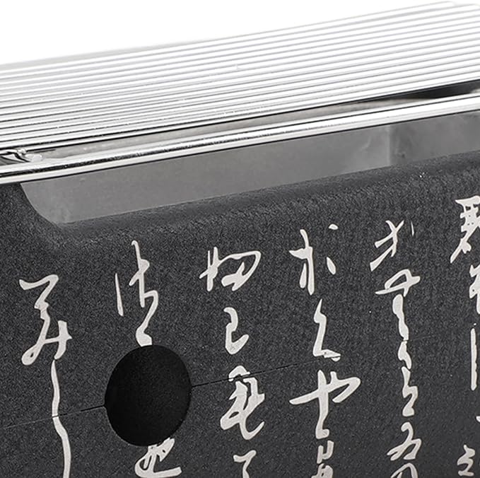 Fockety Japanese BBQ Grill, Charcoal Portable Barbecue Stove, Aluminum Alloy Hibachi Grill Charcoal Stove Yakitori Grill, Rectangle Calligraphy Quick Heating Wire Grill Base for