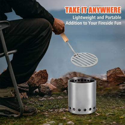 KEESHA Grill Plate for Small Solo Stove Tabletop Fire Pit, 304 Stainless Steel Grate with Safety Handle for Solo Stove Mesa, 5''