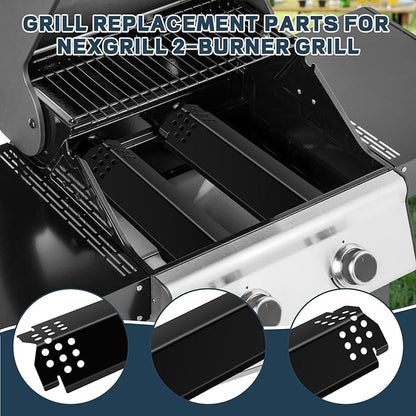 Grill Parts for Nexgrill replacement parts 2 Burner 720-0864 720-0864M,Cast Iron Cooking Grate,Heat Shield,Burner Kit for Megamaster 720-0864MA Grill Grates Replacement Parts kit for nexgrill grates