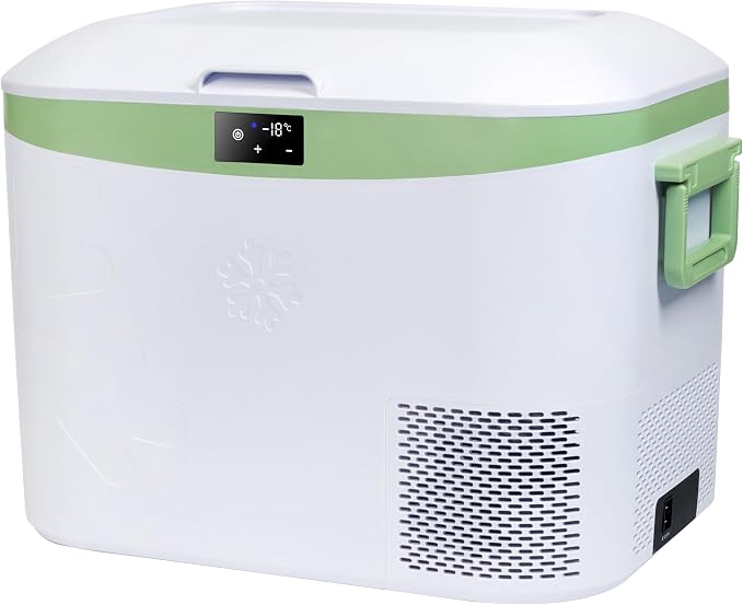 Megiu Car Fridge Portable 12V Refrigerator 19 Quart (18 Liter) 12 Volt Freezer Compressor Cooler 12V/24V DC 110～240 V AC for Truck Van RV Camper SUV and Home Use -18℃~+15℃