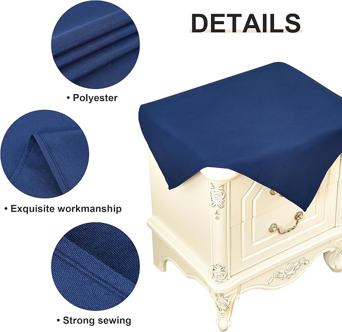 Wolkemer 2 Pack Small Square Tablecloth 24 x 24 Inch Washable Fabric Table Cloth Navy-Blue Table Cover for Nightstand End Bedside Tables Tabletop Decoration