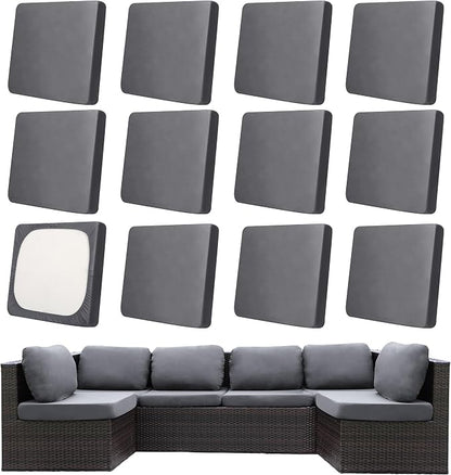 12Pcs Patio Cushion Covers, Outdoor Stretch Cushion Covers, Washable | Stretch Fit, Replacement, Washable and Reusable Furniture Protectors, Fits most patio furniture cushion covers, Cover Only