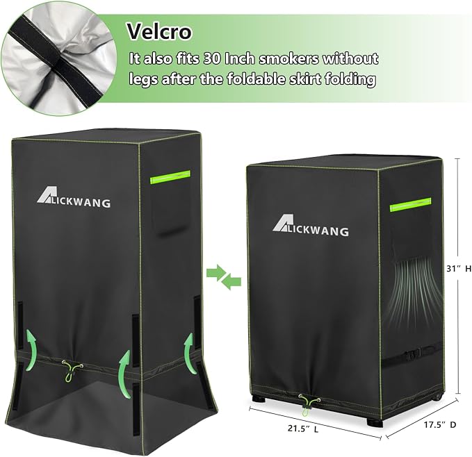 30'' Smoker Cover, Heavy Duty 600D Outdoor Waterproof Digital Smoker Cover | for Most Masterbuilt/East Oak and 30" Vertical Smoker, Foldable Skirt, It can be used with or without legs,25"x 25"x 41.5"