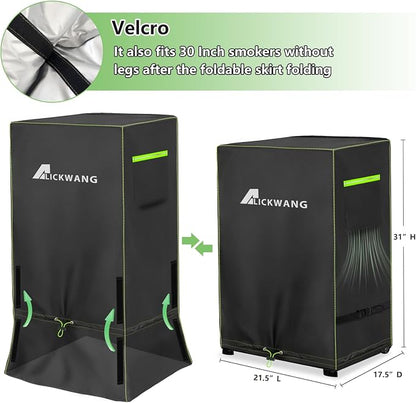 30'' Smoker Cover, Heavy Duty 600D Outdoor Waterproof Digital Smoker Cover | for Most Masterbuilt/East Oak and 30" Vertical Smoker, Foldable Skirt, It can be used with or without legs,25"x 25"x 41.5"