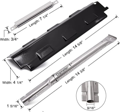 BBQ-Element Replacement Parts for Charbroil 461442114 463441312 463441514 463440109 and Other Grill Models, Heat Plate Shield, Burner Tubes and Crossover Tube Replacement for Char-Broil 463440109