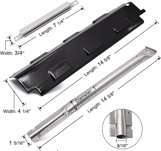BBQ-Element Replacement Parts for Charbroil 461442114 463441312 463441514 463440109 and Other Grill Models, Heat Plate Shield, Burner Tubes and Crossover Tube Replacement for Char-Broil 463440109