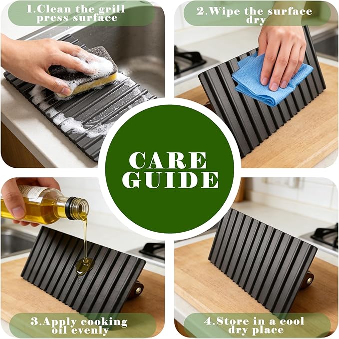 2Pack 2.1lb Steak Weight & Burger Press, Striped Base, 7"X4" Heavy Duty Cast Iron Grill Press with Wood Handle for Blackstone, Chef, Camp, Panini, Vegetable, Bacon, Sandwich, BBQ