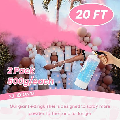 Gender Reveal Fire Extinguisher 2 Pack Giant Boy or Girl Gender Reveal Extinguisher Blue Pink Powder Smoke for Sex Reveal Fire Extinguishers Gender Reveal Ideas Baby Reveal Decorations (2 Pack Pink)