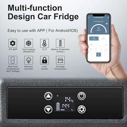 BODEGACOOLER 12 Volt Car Refrigerator,80 Quarts Portable Fridge,75L RV Freezer Single Zone,with APP Control,-4℉-68℉ Car Cooler,12/24V DC & 100-240V AC for Travel, Camping,Outdoor,Truck,SUV