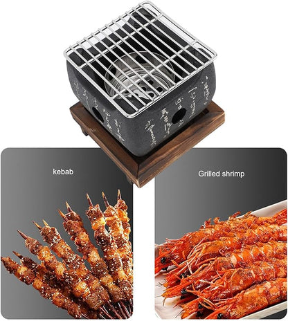 Japanese Style Portable Mini Charcoal Bbq Grill Aluminum Alloy Fast Heating Multifunctional Barbecue Stove (16.5x14.5cm / 6.5x5.7in)