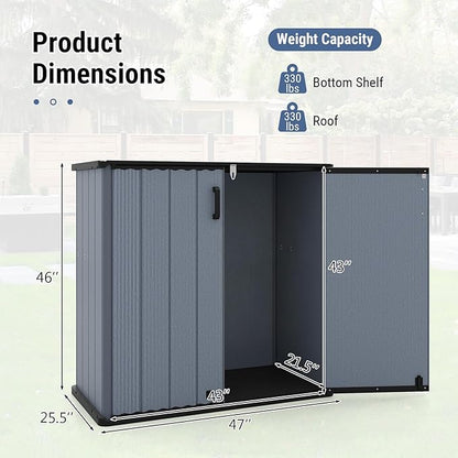 Tangkula 23.5 Cu.ft Outdoor Storage Shed, All-Weather Resin Patio Storage Box with Floor & Lockable Door, Waterproof Deck Box for Garden Tools, Pool Accessories