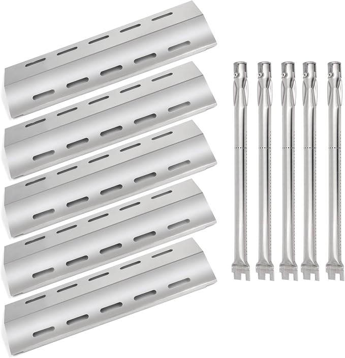 Hongso 17" Burner Tubes, 16 7/8" Heat Plates Replacement for Ducane 5 Burner 30400042, 30400043, 30557401, 30558501, 30557801, 30557501 Gas Grill Models