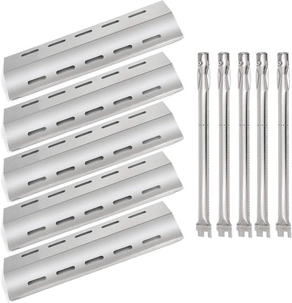 Hongso 17" Burner Tubes, 16 7/8" Heat Plates Replacement for Ducane 5 Burner 30400042, 30400043, 30557401, 30558501, 30557801, 30557501 Gas Grill Models