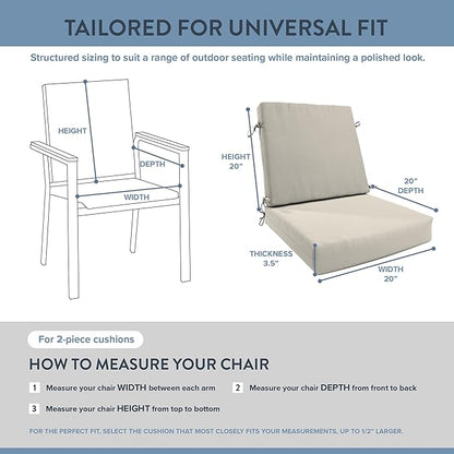 California Umbrella Outdoor Dining Chair, Patio Seat Cushion, 20 x 40 Inch, Premium Outdoor Memory Foam, Fade Resistant Sunbrella Fabric, Fabric Ties,Canvas