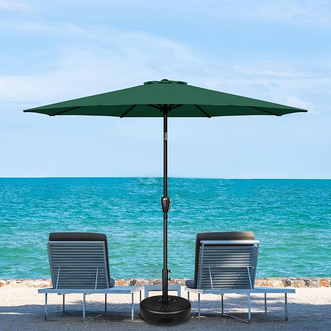 YSSOA 9' Patio Umbrella Outdoor Table Market Yard Umbrella with 8 Sturdy Ribs, Green