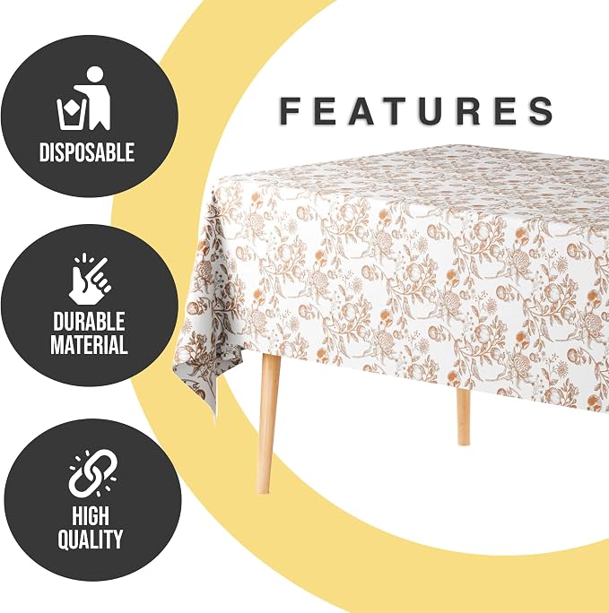 Exquisite 66% Thicker Floral Plastic Tablecloth Rectangle 54x108 Inch 6 Pack - Pomegranate Disposable Summer Table Cloth Tea Party Decorations - Fruit Print Table Cover Bridal Shower Wedding Fall