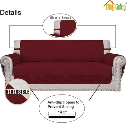 Easy-Going Reversible Couch Cover, 2 Cushion Sofa, Christmas Red/Ivory | Oversized Loveseat Slipcover For Dogs, Water Resistant Mat, Living Room, Non-Slip Sofa Cover, Pet Friendly