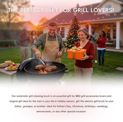 2026 Upgraded Electric Grill Cleaner,Electric Grill Brush for Outdoor Grill,Electric BBQ Grill Brush with 2 Brush Head,BBQ Grill Cleaner Up to 350 RPM Speed,Grill Cleaner Tool for Men/Dad