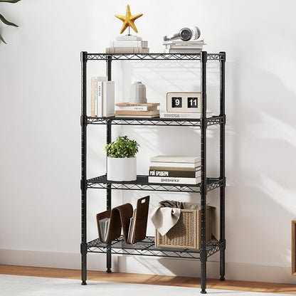 DUMOS 4-Tier Metal Wire Storage Shelves, Adjustable Standing Storage Rack Shelf, Heavy Duty Steel Shelving Unit Organizers for Kitchen Bathroom Pantry Garage, 23.2" Wx13.4 Dx47.1 H, Black