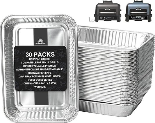 30-Packs Grill Grease Tray Liners for Ninja OG800/OG900 Series,Outdoor Smoker Drip Pan for Ninja OG850/OG951 Woodfire Outdoor Grill XL Pro Accessories