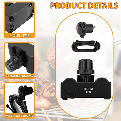 G515-0030-W2 Electronic Ignition Module for Universal Charbroil Grill 5 Burner Igniter, DHLG-5A Igniter for Charbroil Grill Replacement Parts and More, Ignition Module-5 Outlets and Switch/Off Button