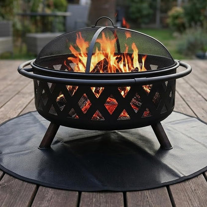 SheeChung Fire Pit Mat Round 48''for Solo Stove Yukon,Double-Sided Fireproof Oilproof Large Outdoor Under Grill Mat,BBQ Grill Accessories,Slip/Heat Resistant Fireplace Mat for Deck,Patio and Lawn