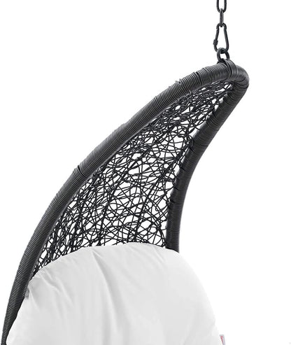 Modway Landscape Wicker Rattan Outdoor Patio Porch Chaise Lounge Hanging Swing Chair in Light Gray, White