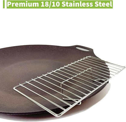 TECHEF - 14-inch Nonstick Round Griddle Grill Pan for Korean BBQ/Teppanyaki Pan, Tawa, Roti Pan/Induction Ready/Made in Korea (Griddle with Rack)