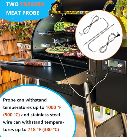 Replacement for Traeger Meat Probe,Compatible with Traeger Wood Pellet Grills and Smoker,Equipped with Stainless Steel Grill Holder kit 2 PCS