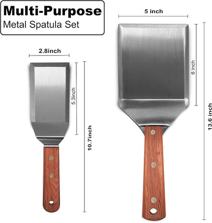 Thicker Metal Griddle Spatula Smash Burger Spatula | Stainless Steel Barbecue Grill Tool, Grill Accessories for Blackstone,Full Tang Handle,Beveled Edges,Thicker Steel Blade