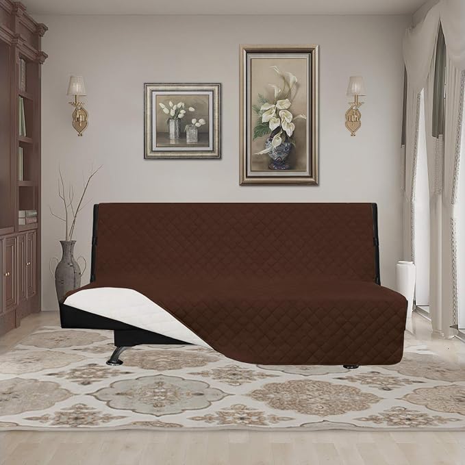Easy-Going Reversible Couch Cover, Large Futon Sofa, Coffee/Ivory | Machine Washable Slipcover For Dogs, Water Resistant Furniture Mat For Living Room, Non-Slip Sofa Cover, Pet Friendly